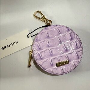 Brahmin Glossy Lilac Croc-Embossed Round Coin Case